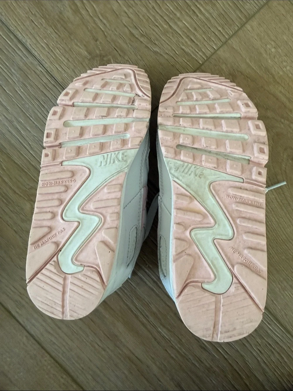 NIKE AIR - Kids White Sneakers with Pink Accent - Casual Lace-Up Shoes -2Y